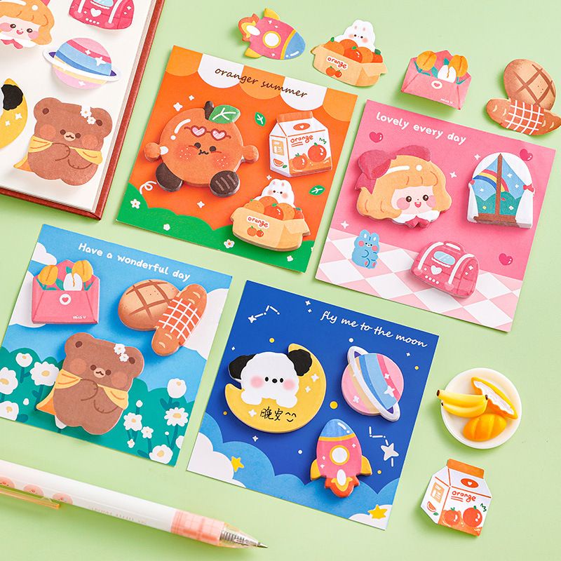 Cute Cartoon Combination Sticky Notes Ins Kawaii Points Memo Pads ...