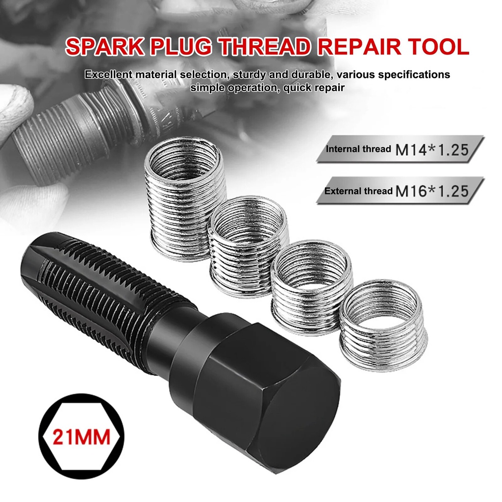 ⓥ14mm Spark Plug Car Cylinder Head Tap Spark Plug Thread Repair Tapping Sparkplug Hole Sleeve f