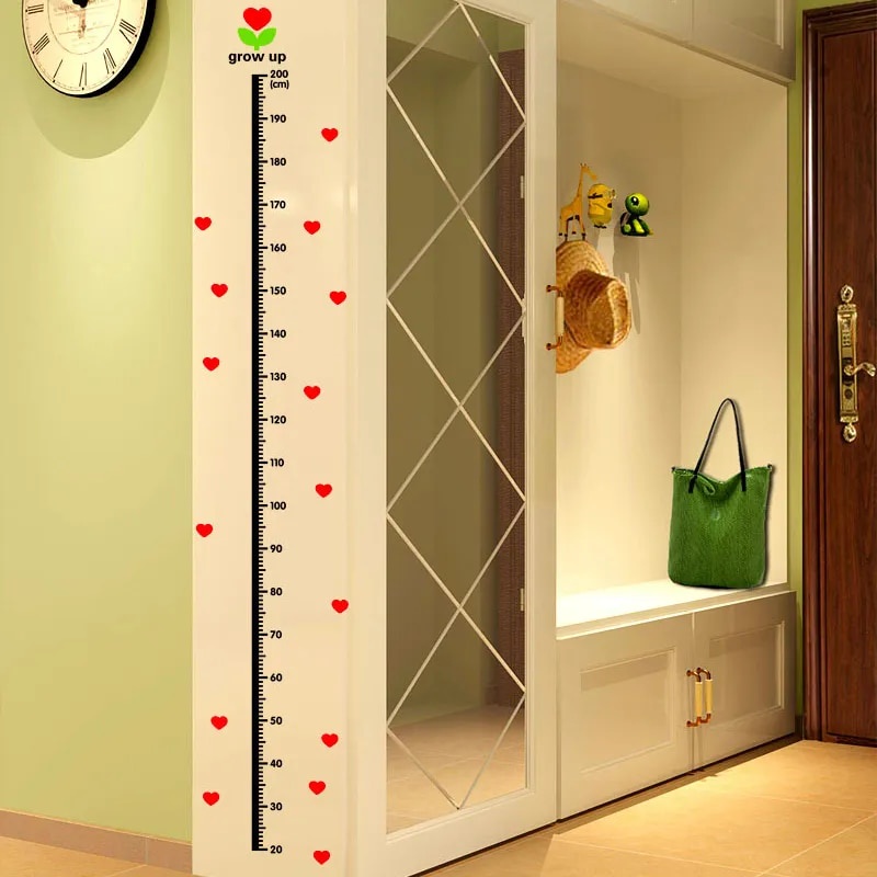 Love Heart Height Measure Wall Stickers Home Decor DIY Simple Chart ...