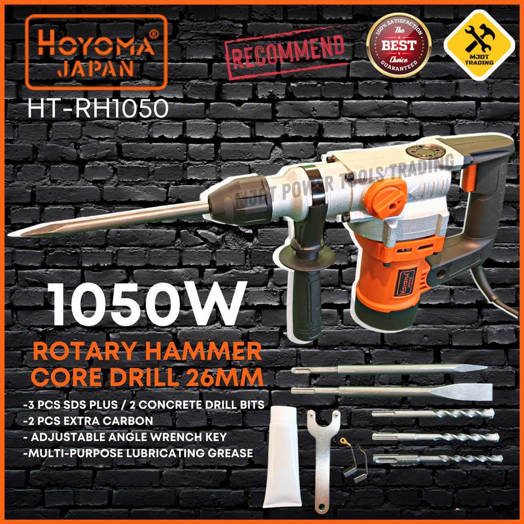 HOYOMA JAPAN ROTARY HAMMER 3 MODE (ROTARY HAMMER, ROTARY DRILL AND CHIPPING GUN) HTRH1050 WATTS