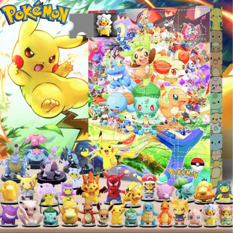 Christmas Pokemon Advent Calendar 2025 Toy Pikachu Gengar Blind Box