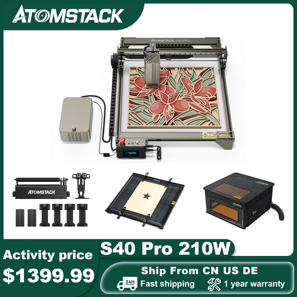 ATOMSTACK S40 Pro 210W Laser Engraving Machine w/Air Assist LaserGRBL