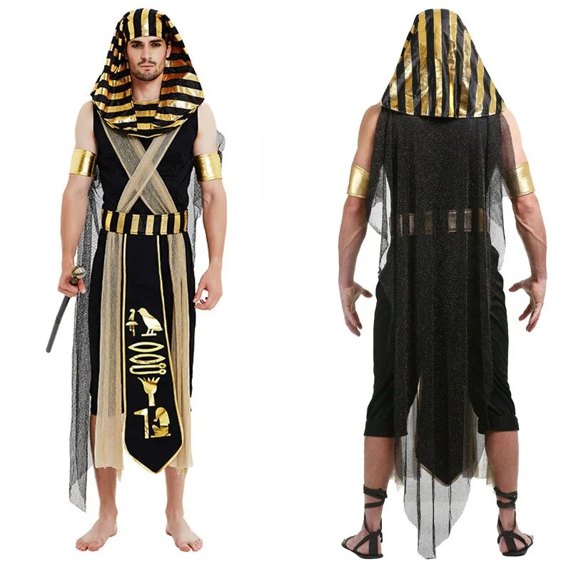 Adult Ancient Egypt Egyptian Pharaoh King Empress Cleopatra Queen Costume Halloween Party Medie