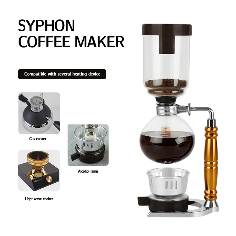☋3 Cups Syphon Coffee Maker with High Borosilicate Glass More Heat ...