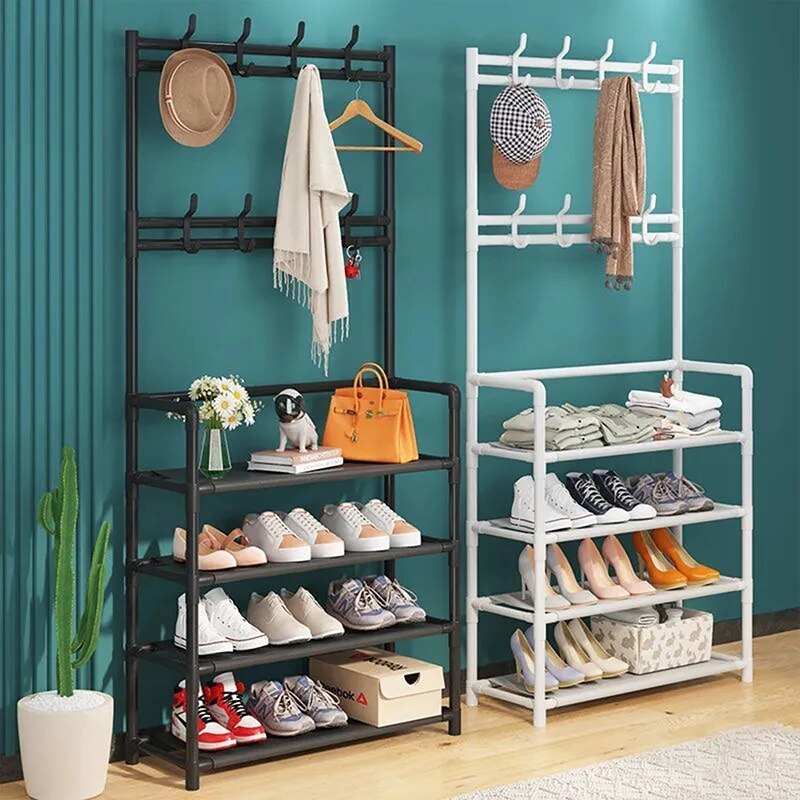 유Iron Shoe Organizer Multiayer DIY Shoe Rack Clothes Hanger Wall