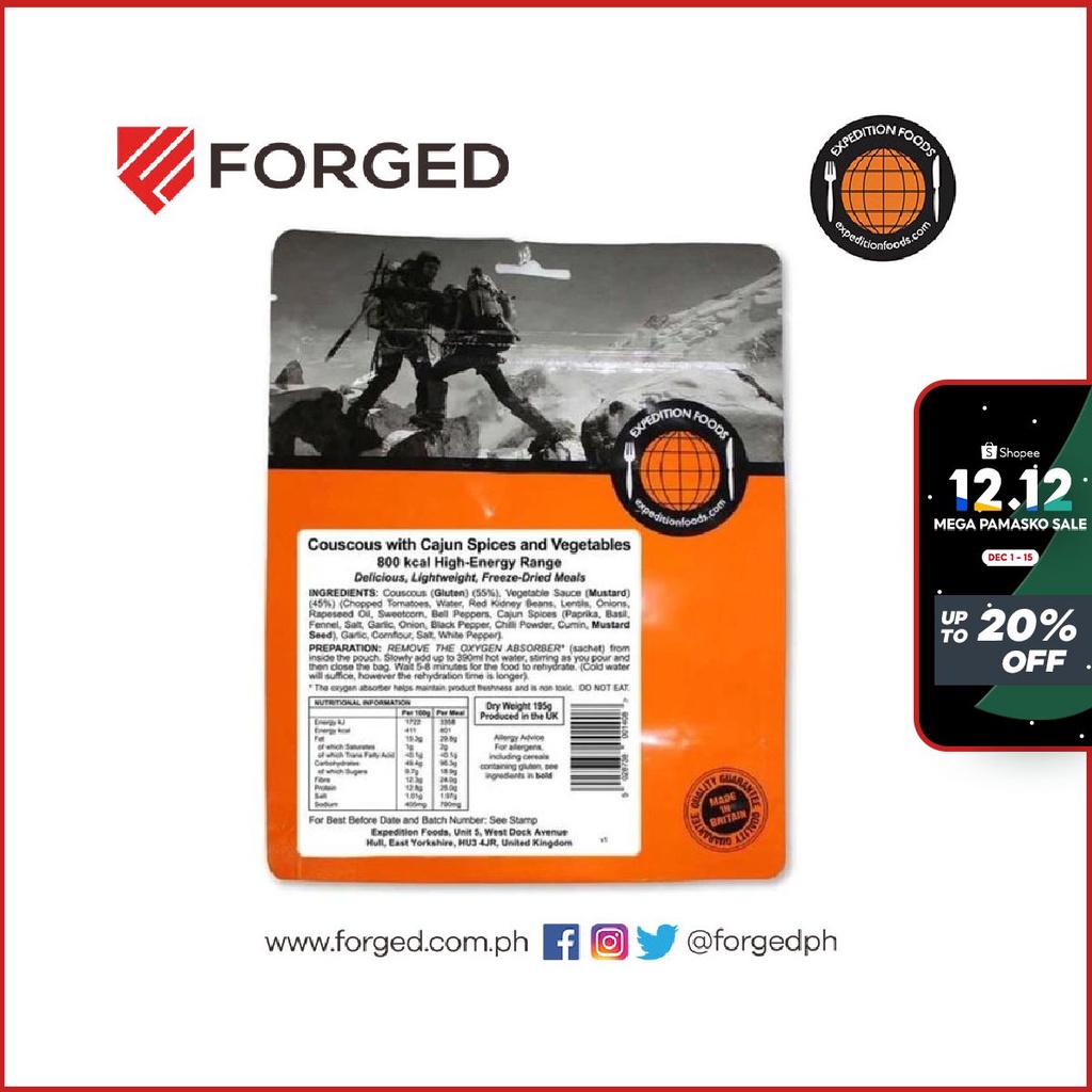 Expedition Food Emergency Meal 0045021 Vegan Couscous with Cajun