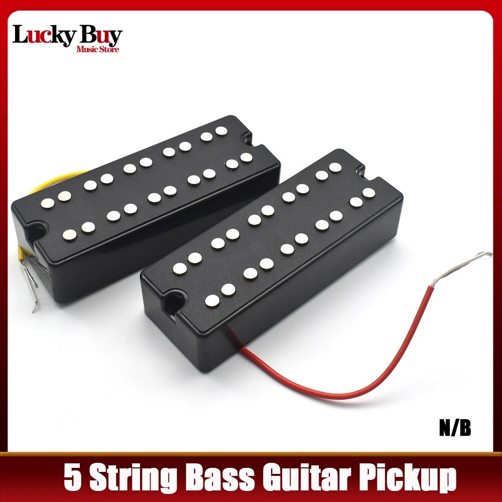 03I Black Open Sealed 5 String Bass Guitar Pickups Humbucker 2 Mounting Screw Hole Neck & Br