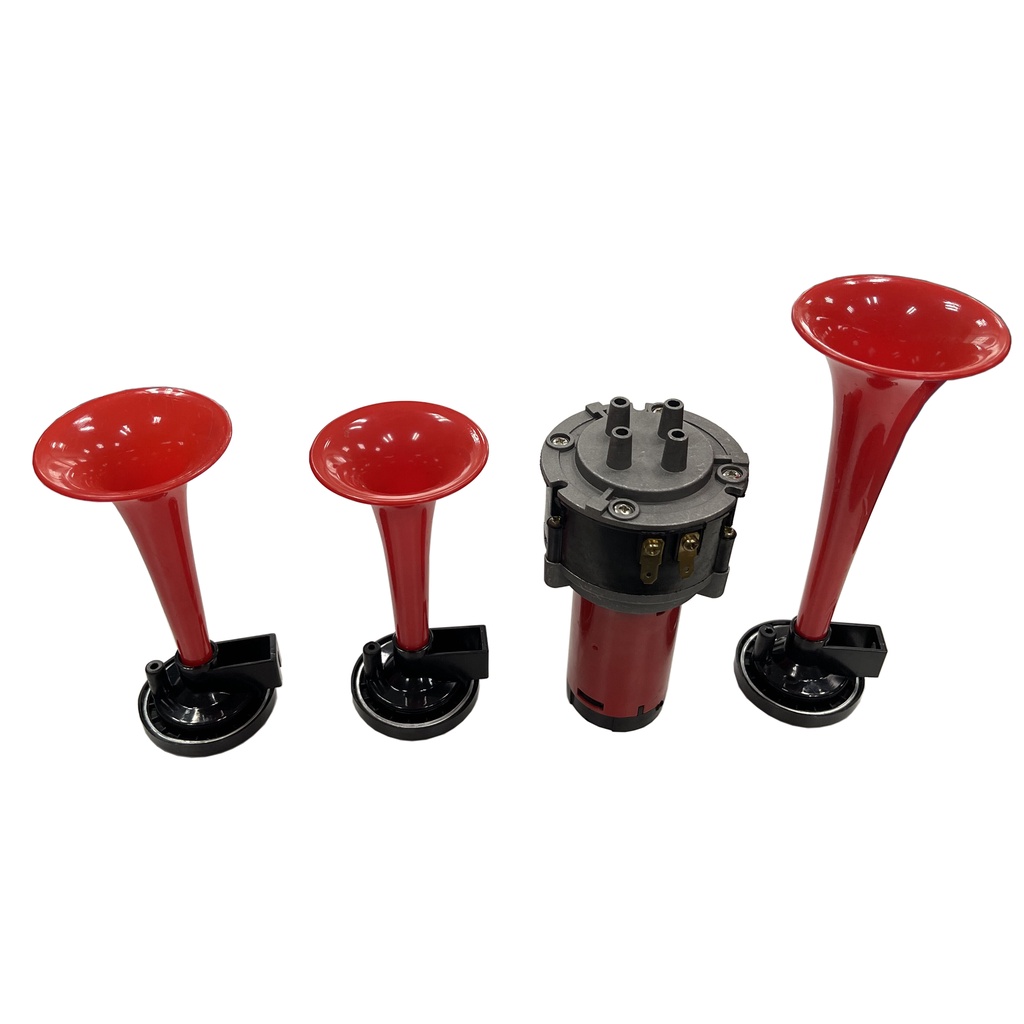 24V 3 Pipe Air Horn Trumpet Electronic Red Air Horn Compose Car Truck