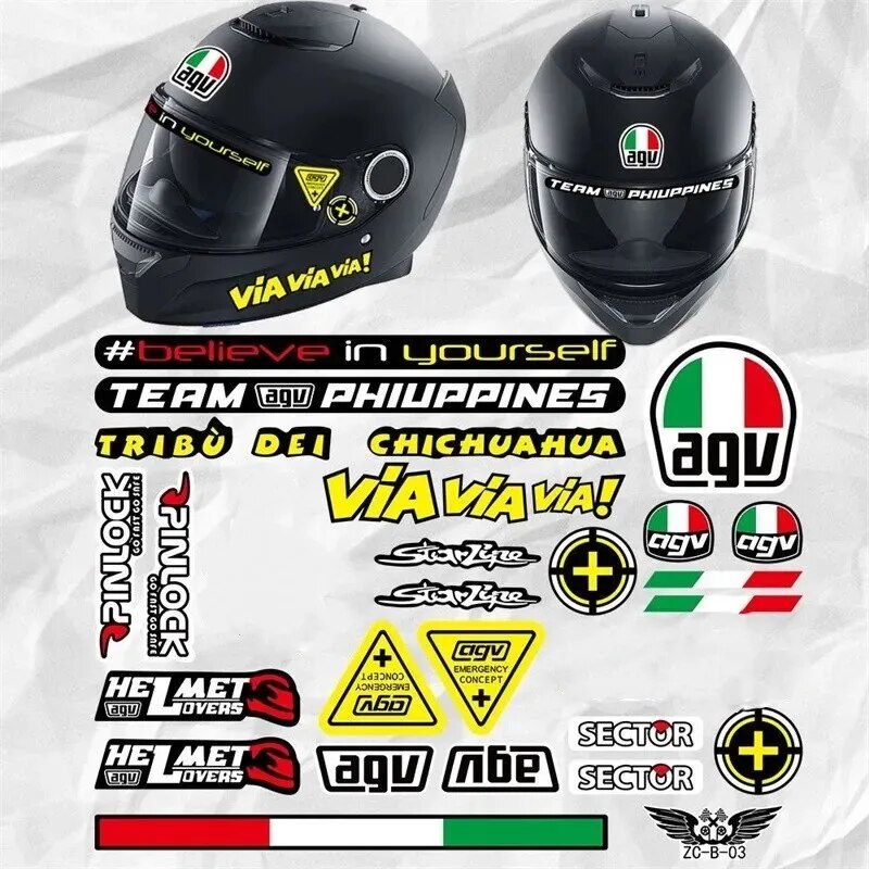 ☢AGV/SHOEI Motorcycle Side Strip Body Stickers Motorcycle Helmet Decals ...