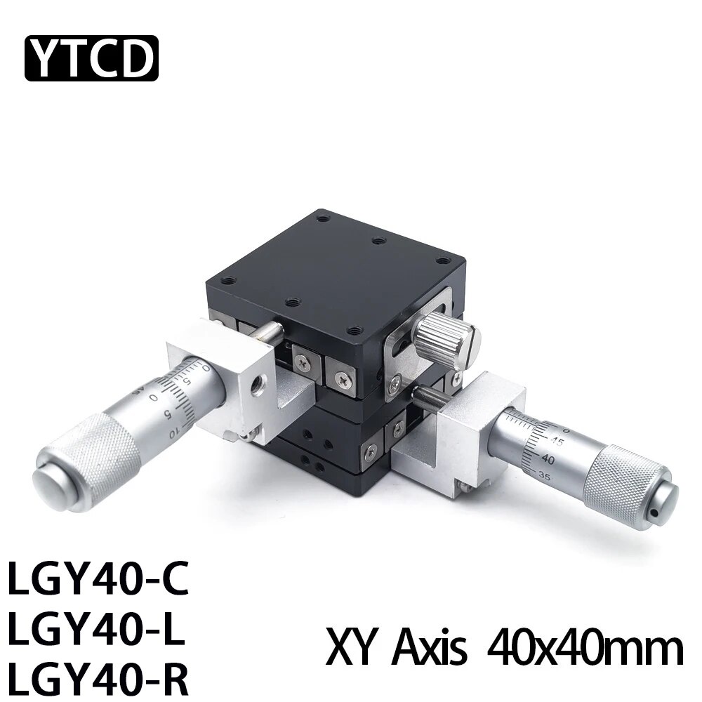 XY Axis Stages 40x40mm Knob Micrometer Sliding Stage Guide Rail Type ...