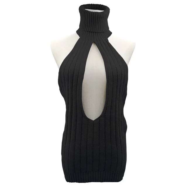 Turtleneck with open chest top