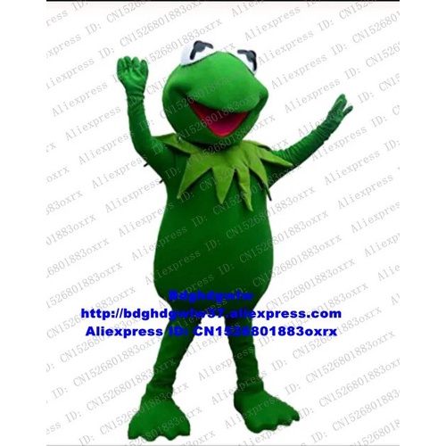 66f Green Kermit Frog Mascot Costume Adult Cartoon Character Outfit