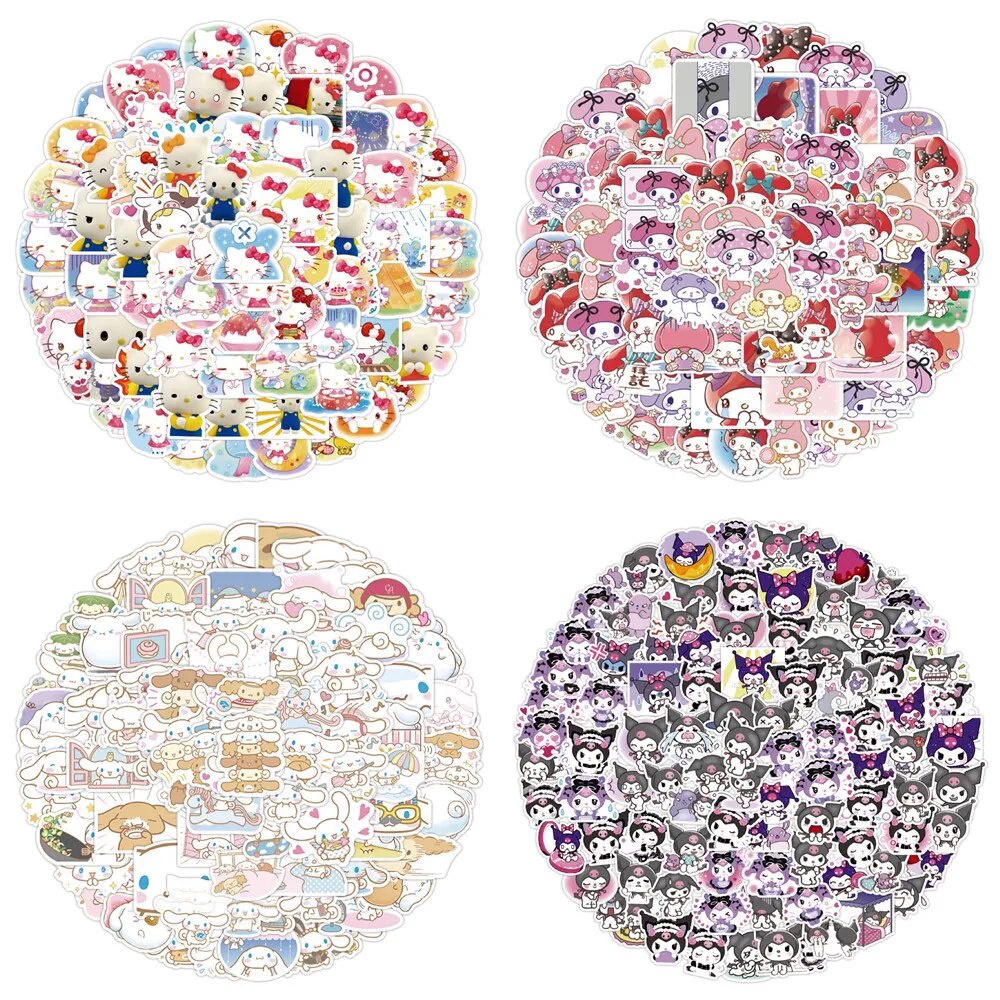 16z 60pcs Sanrio Stickers Hello Kitty My Melody Kuromi Stickers Cute