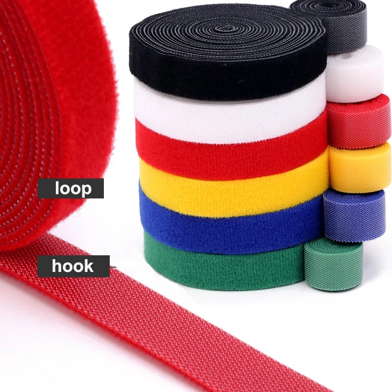 【5M/Roll Fastening Tape Cable Ties Reusable Hook and loop Straps Double ...