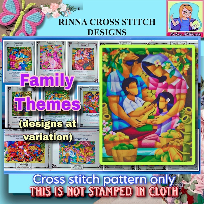 RINNA DESIGNS FAMILY THEMES CROSS STITCH PATTERN ONLY designs at
