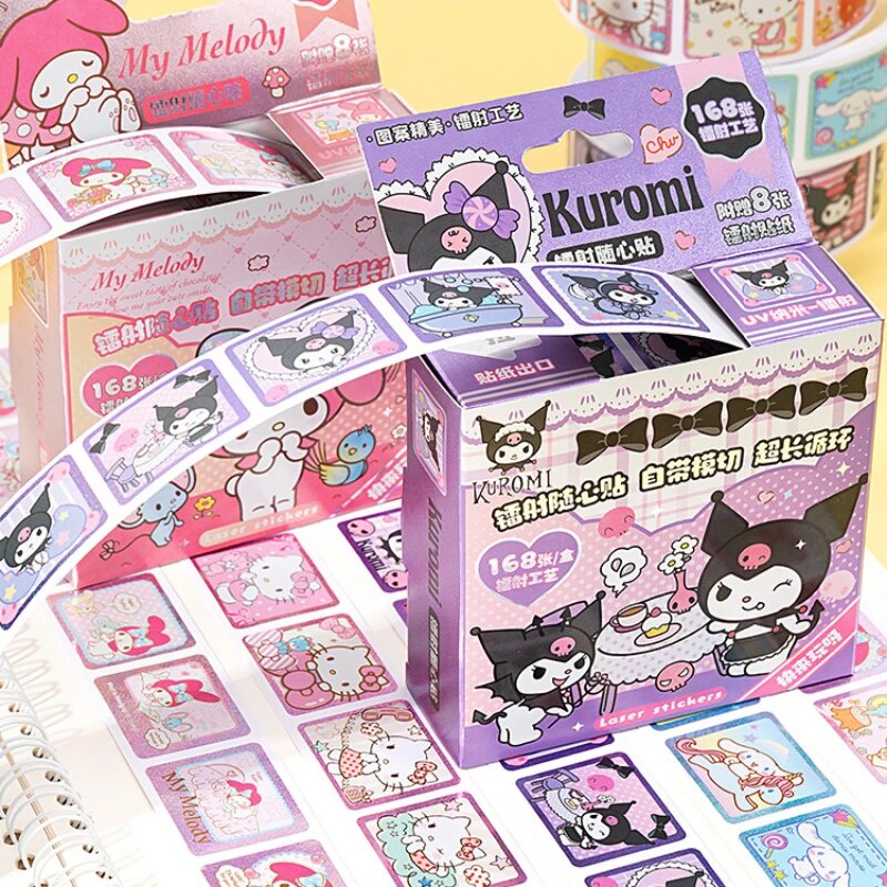 Sanrio Kawai Sticker Kuromi Laser Stickers Box Kuromi and Hello Kitty ...