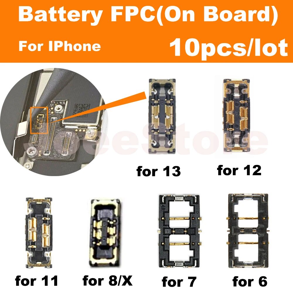 ☁JoeeStore 10pcs Battery FPC Connector For iPhone 6 6S 7 8 Plus X XS XR ...