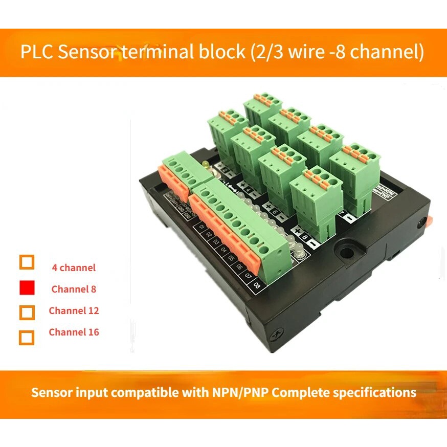 13m PLC Sensor Terminal Block 2wire 3wire 4/8/12/16 Channel NPN/PNP Input Photoelectric Prox