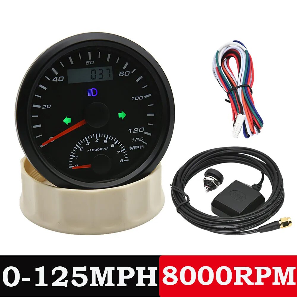 25b AD Universal 85mm GPS Speedometer Gauge 0-125MPH 0-200MPH With ...