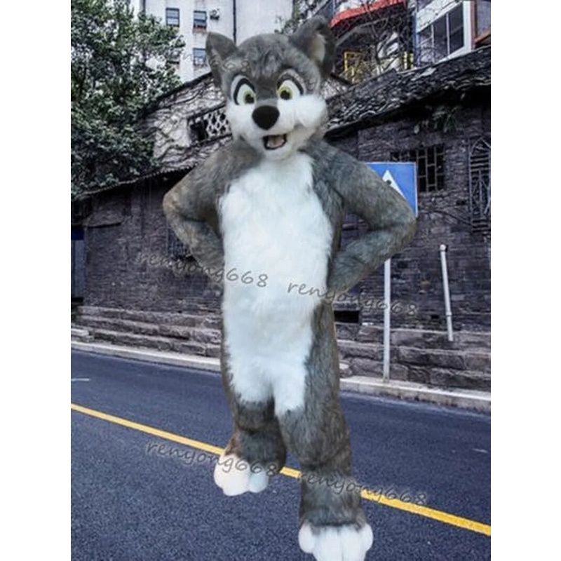 Long Fur Husky Dog Fox Mascot Costume Fursuit Halloween Furry Suit ...