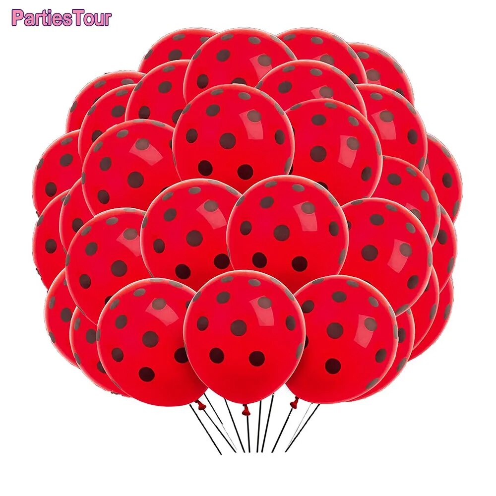 85m 50PCS 12inch Ladybug Balloons Red Black Polka Dot Latex Helium ...