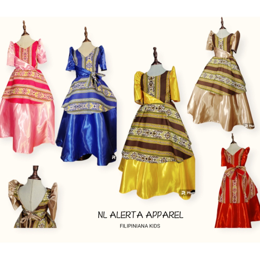 MODERN FILIPINIANA MESTIZA GOWN FOR KIDS BUWAN NG WIKA COSTUME DRESS ...