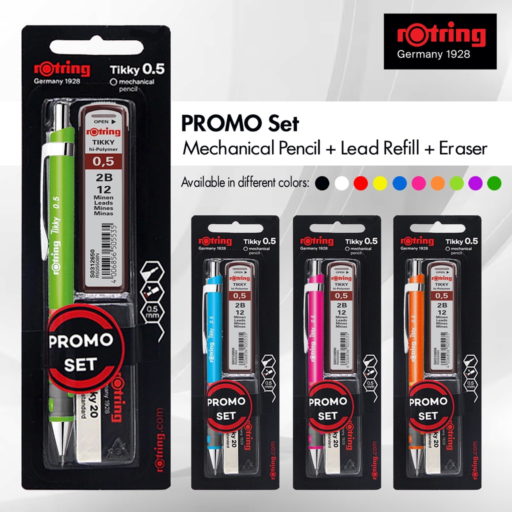 rOtring Tikky PROMO Set Mechanical Pencil with Lead Refill and Eraser