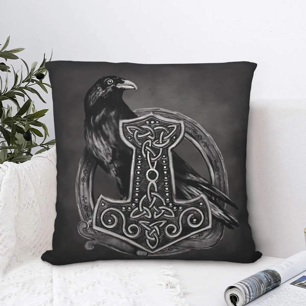 Mjolnir The Hammer Of Thor And Raven Pillowcase Viking Norse Mythology ...