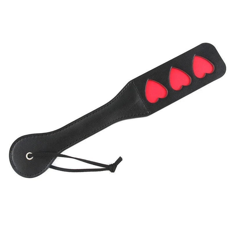 Multi Layer Heart Shape Flog Spank Flirting Paddle Leather Fetish Black