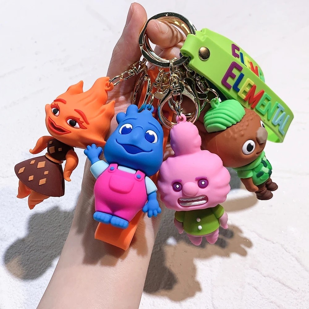 Disney Elemental Cartoon Figure Firegirl & Waterboy Keychain Kids Bag ...