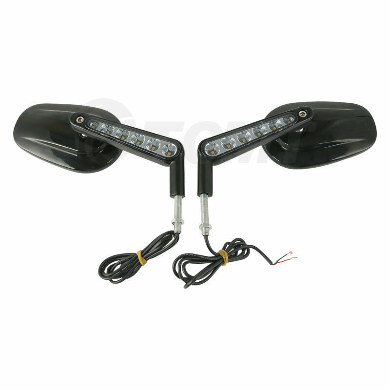 TCMT XF110859B Muscle Rear View Mirrors LED Turn Signals For Harley