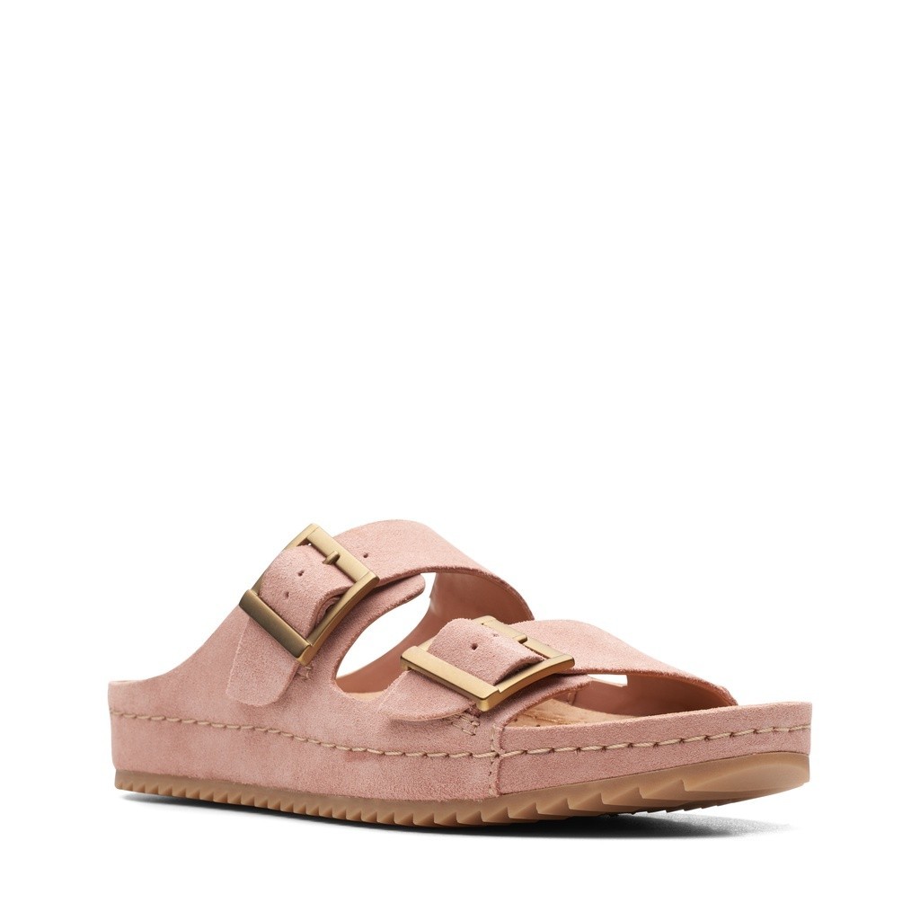 Clarks Brookleigh Sun Flat Sandals Rose Suede Shopee Philippines
