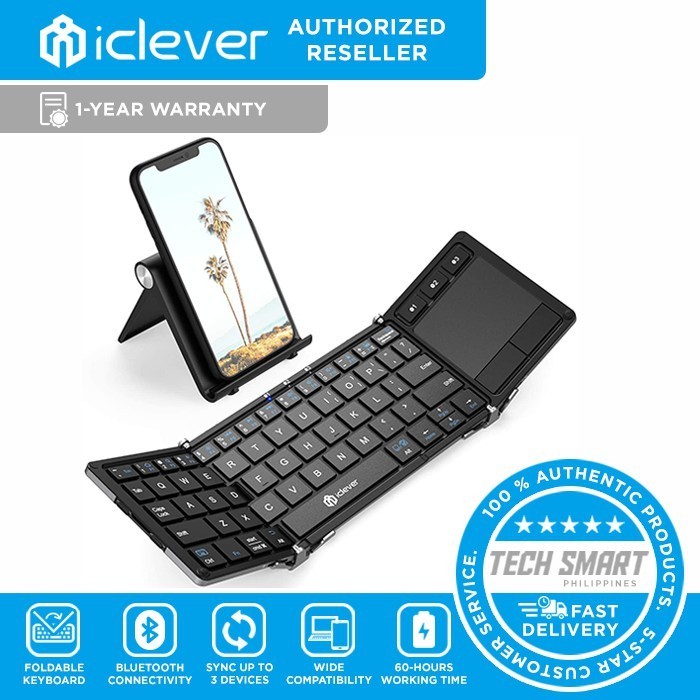 iClever BK08 Folding Keyboard with Sensitive Touchpad (Sync Up to 3