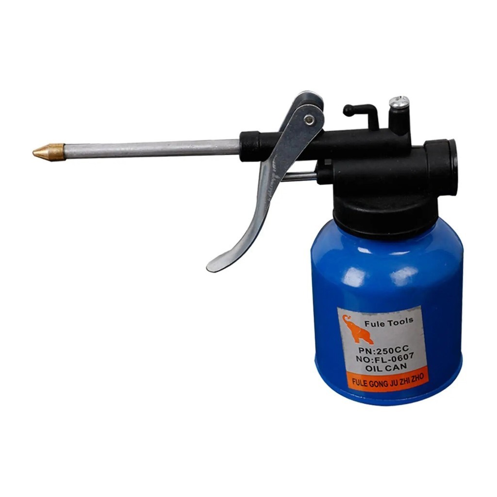 ♚Hand Pump Oil Can with Rigid Spout Thumb Pump Tool 250ml Metal High