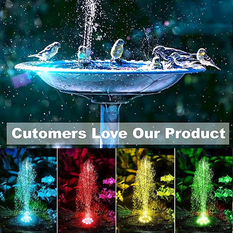 ☀13/18CM Fountain Solar Floating Waterfall Fountain Pool Pond Water ...