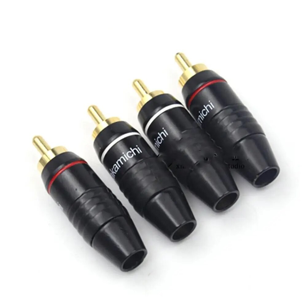 41x Nakamichi Rca Male Plug Jack Audio Cable Solder Gold Plated Connector Black For 6mm Cable 8531