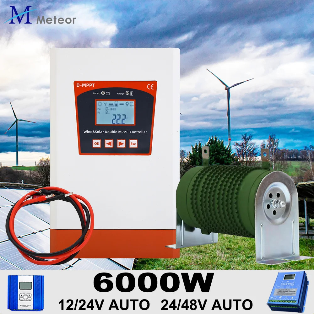 SSQUZA 4000W Wind solar hybrid Controller, 12V 24V 48V LCD Display Wind
