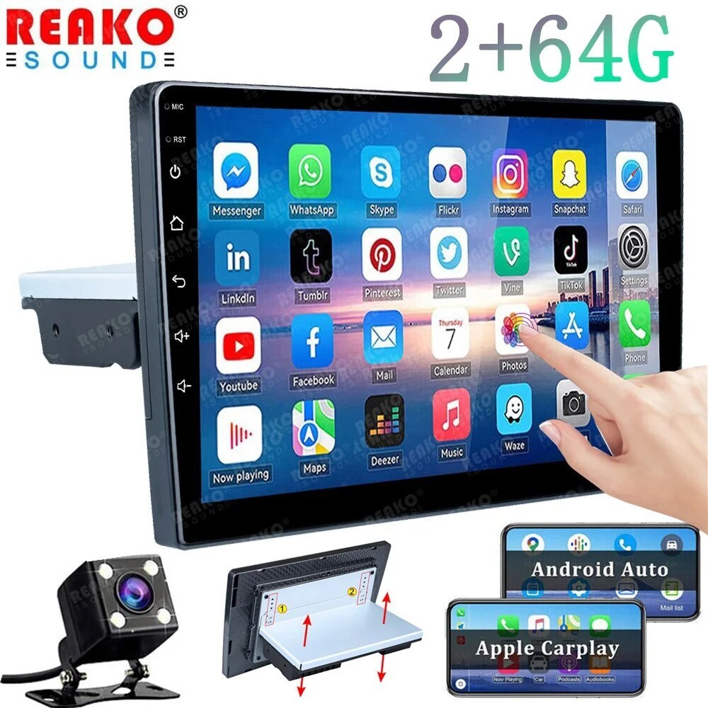 ☾REAKOSOUND 2+64G 1 Din 9'' Android 12 Car Multimedia Player Carplay ...