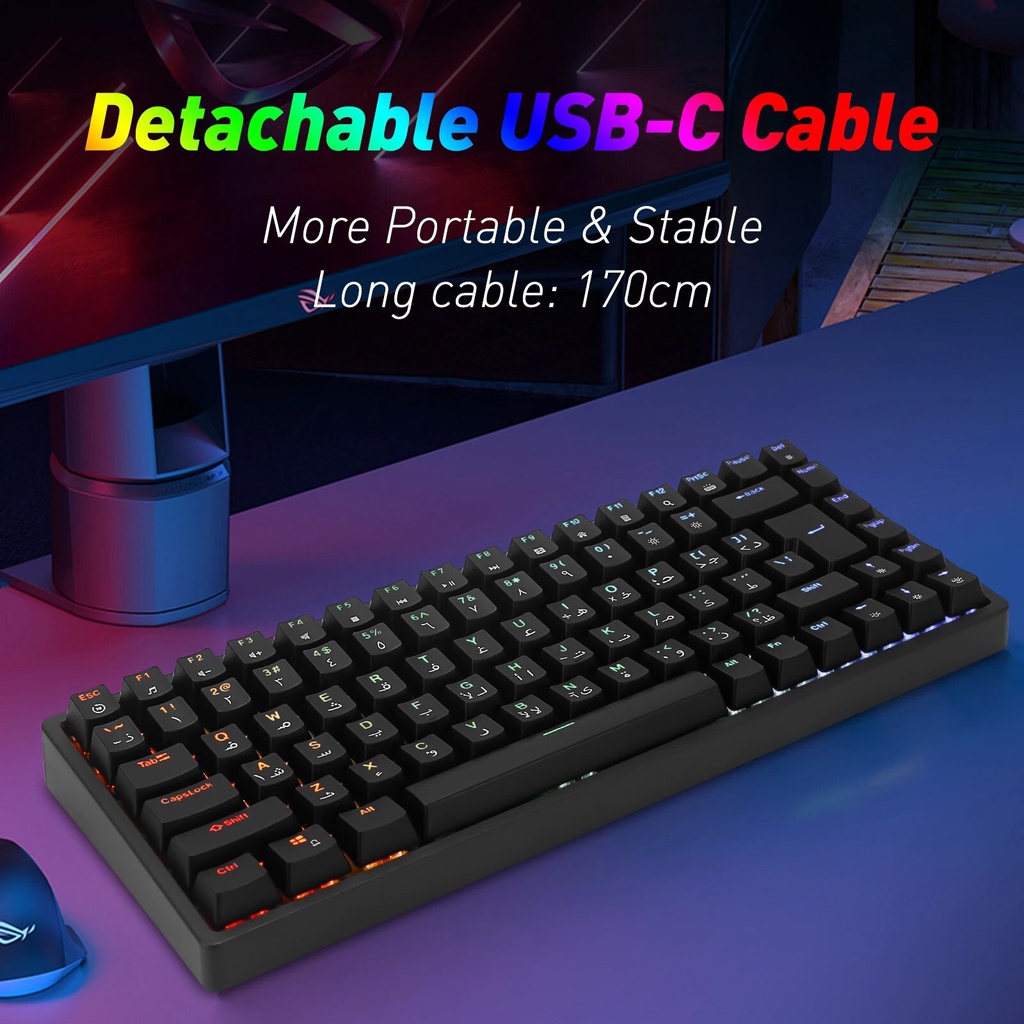 2024.seckill CQ84 Mechanical Gaming Keyboard Wired RGB Backlit Red ...