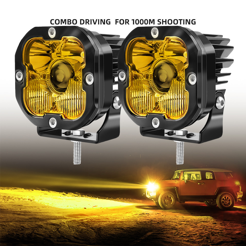 Best 3 Inch Side Shooter LED Pods 50W Cube Ditch Light Combo Spot Beam ...