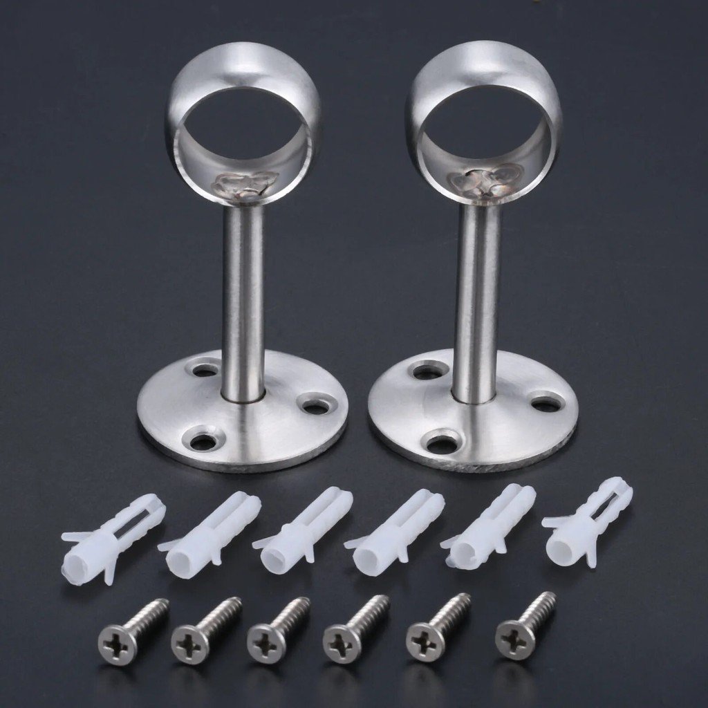 2Pc 16mm Wardrobe Hanger Pipe Bracket Steel Flange Tube Holder for ...