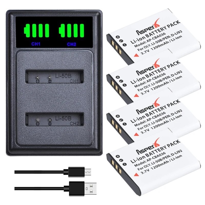 2 Batteries D-LI92 Pour Pentax – 3.7V 925mAh, Rechargeable, Compatible Optio, WG Séries, Certifiées CE - 5