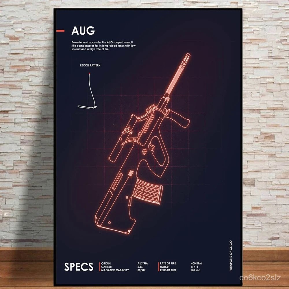 Neon Art Weapons Ak 47 Gun Cs Go Poster Prints For Game Room Decor ...