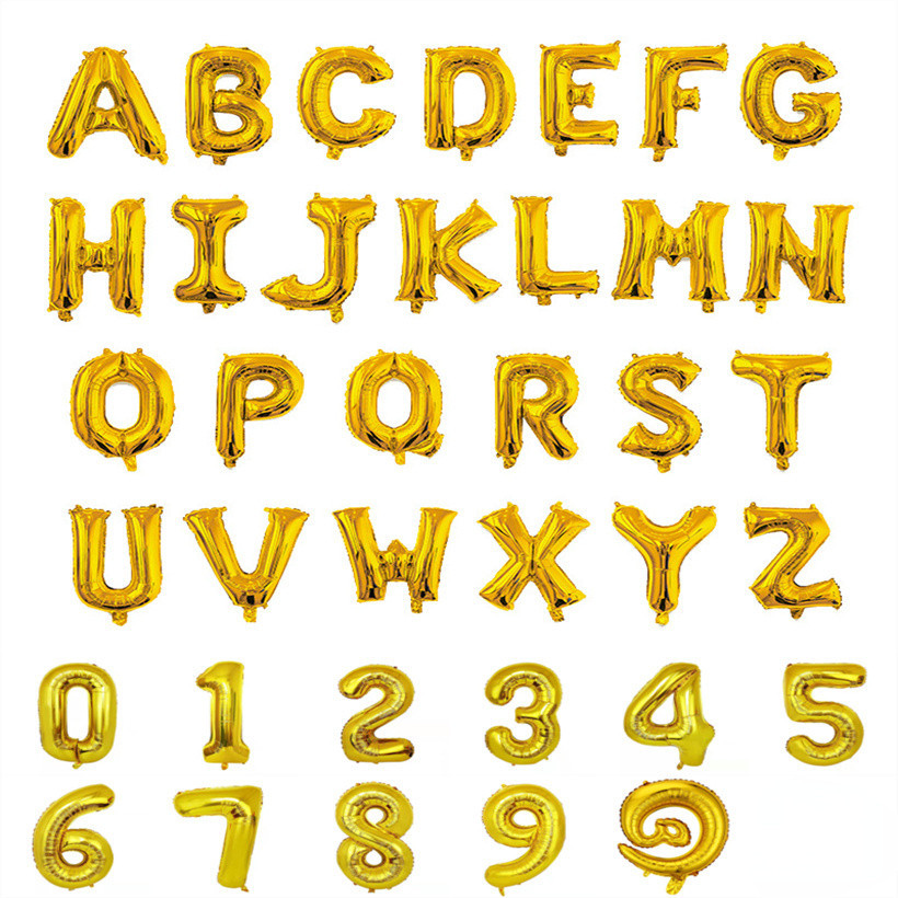16 INCH Number And Letter Foil Balloon Gold Birthday Party Needs ...