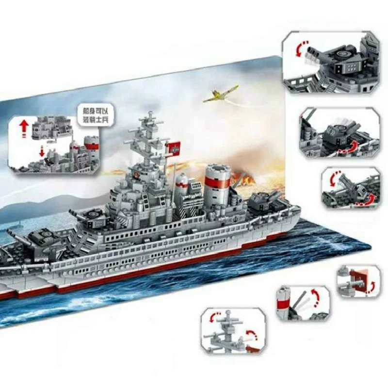 WW2 Military Warships Series Building Blocks Battleship Bismarck ...