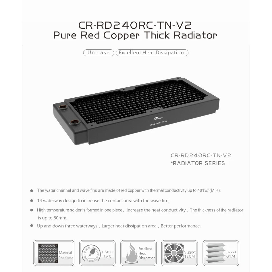 New Listing Bykski CR-RD240RC-TN-V2 PC Cooling G1/4 Copper 240mm ...