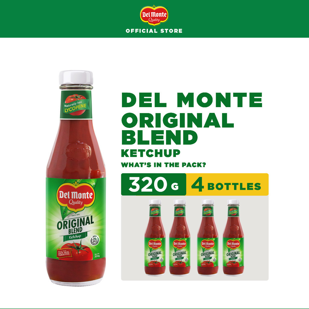 DEL MONTE Original Blend Ketchup with No Preservatives - 320g Bottle x4 ...