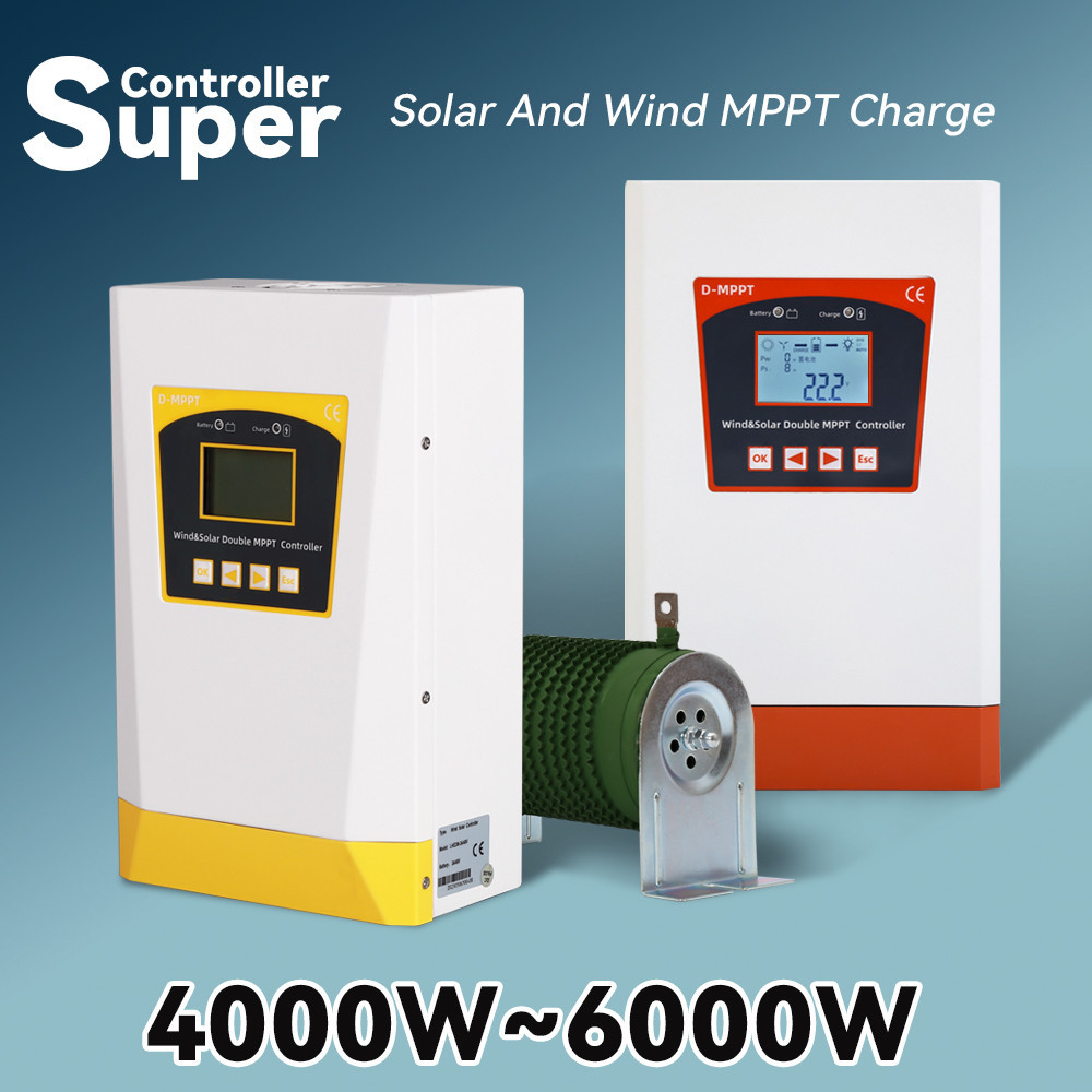 ≈6000W Double MPPT Wind Energy Hybrid System Charge Solar Controller ...