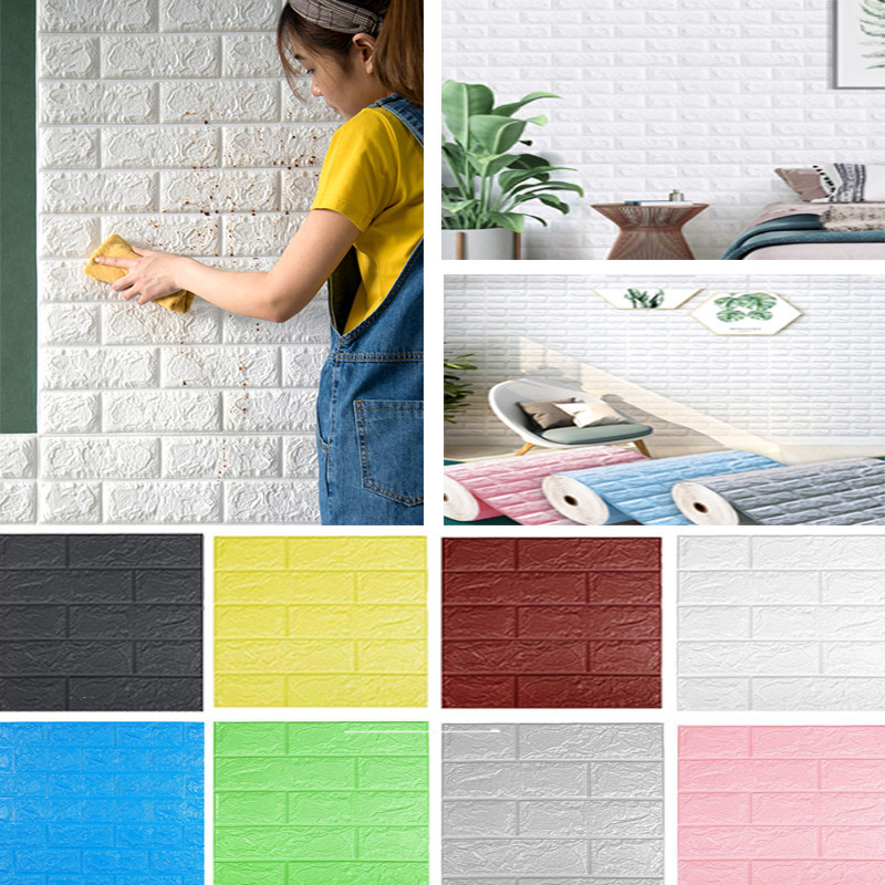 3D Wall Sticker Imitation Brick Bedroom Waterproof Self-adhesive DIY ...