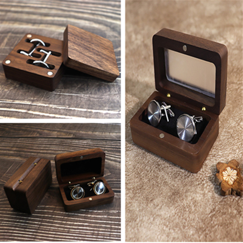 ♥50Pcs Wooden Cufflink Gift Box,Small Cuff Links Display Case for Men ...